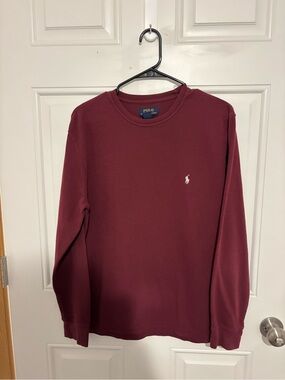 Polo by Ralph Lauren Waffle Knit Crewneck in Deep Burgundy